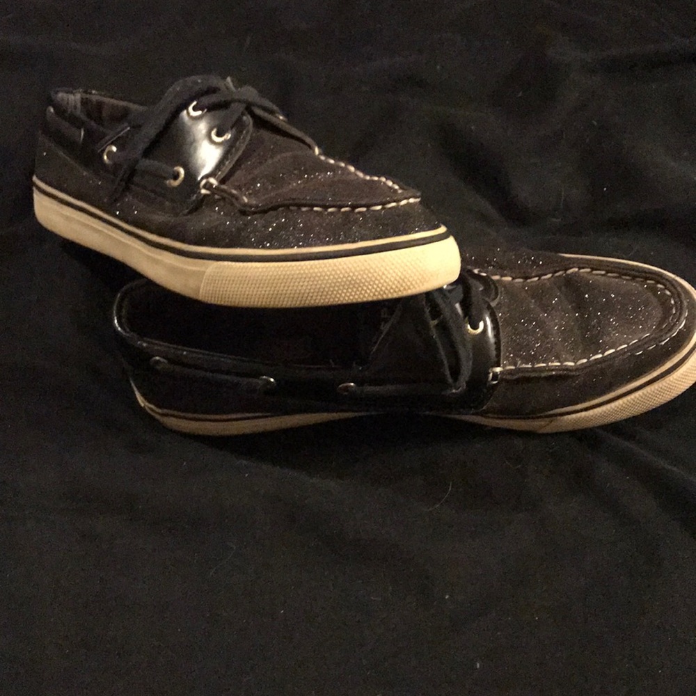 Black glitter Sperry Top-Sider shoes